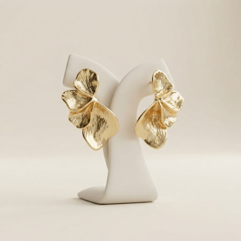 Giled petal cascade earrings